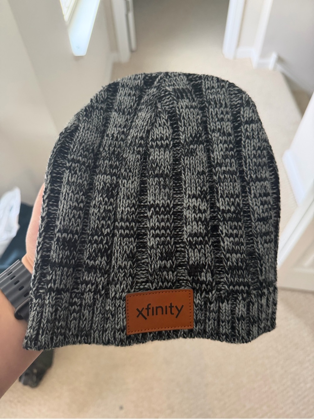 Xfinity Black & Gray Ribbed Knit Beanie